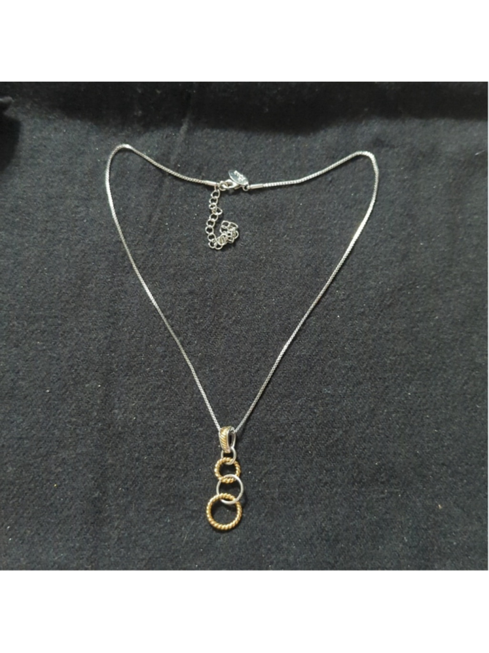 Lia Sophia Gold and Silver Tone Rings Pendant Statement Necklace